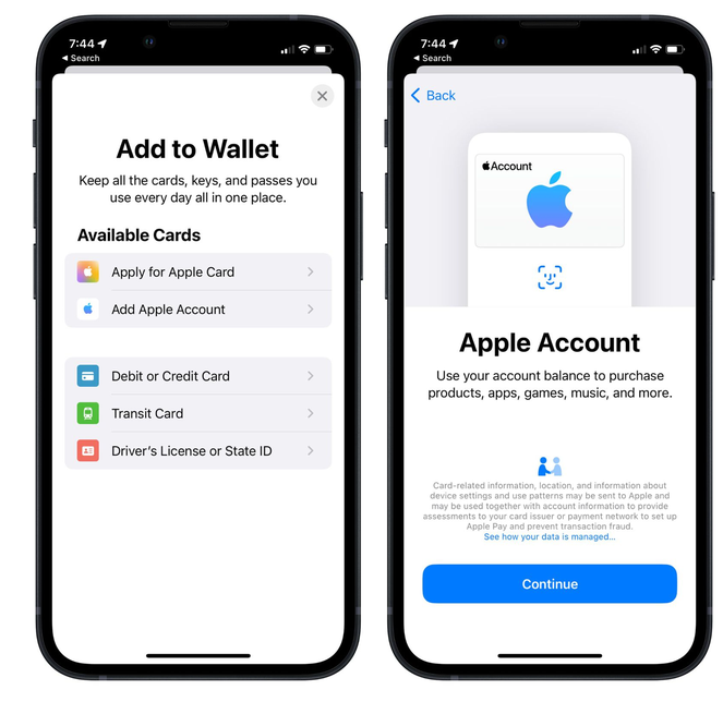 汝城苹果手机维修分享iOS 15.5钱包App如何添加 Apple 账户 